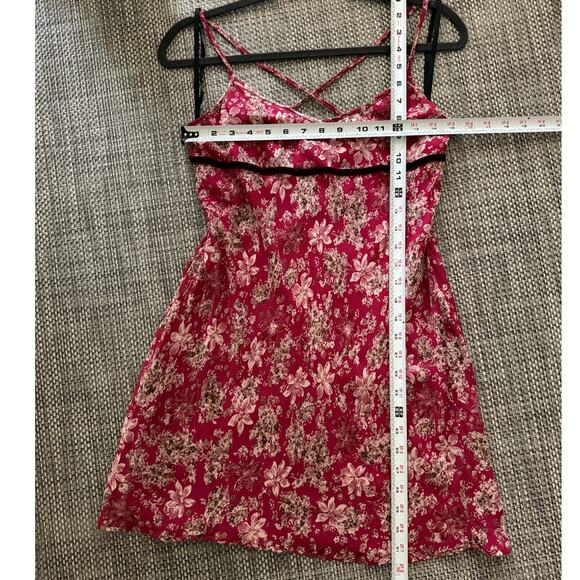 VINTAGE Babydoll Velvet Ribbon Trim Floral Mini Dress 90s Y2K Mean Girls  S - Picture 4 of 5